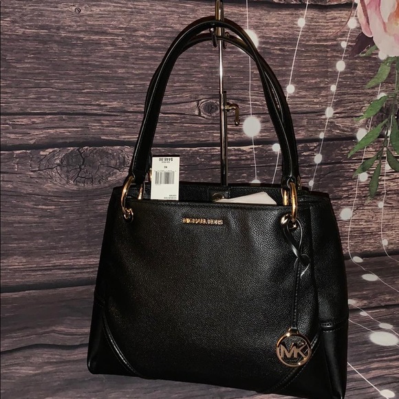 💐 MICHAEL KORS 💐 BLACK NICOLE LARGE SATCHEL - Picture 2 of 9